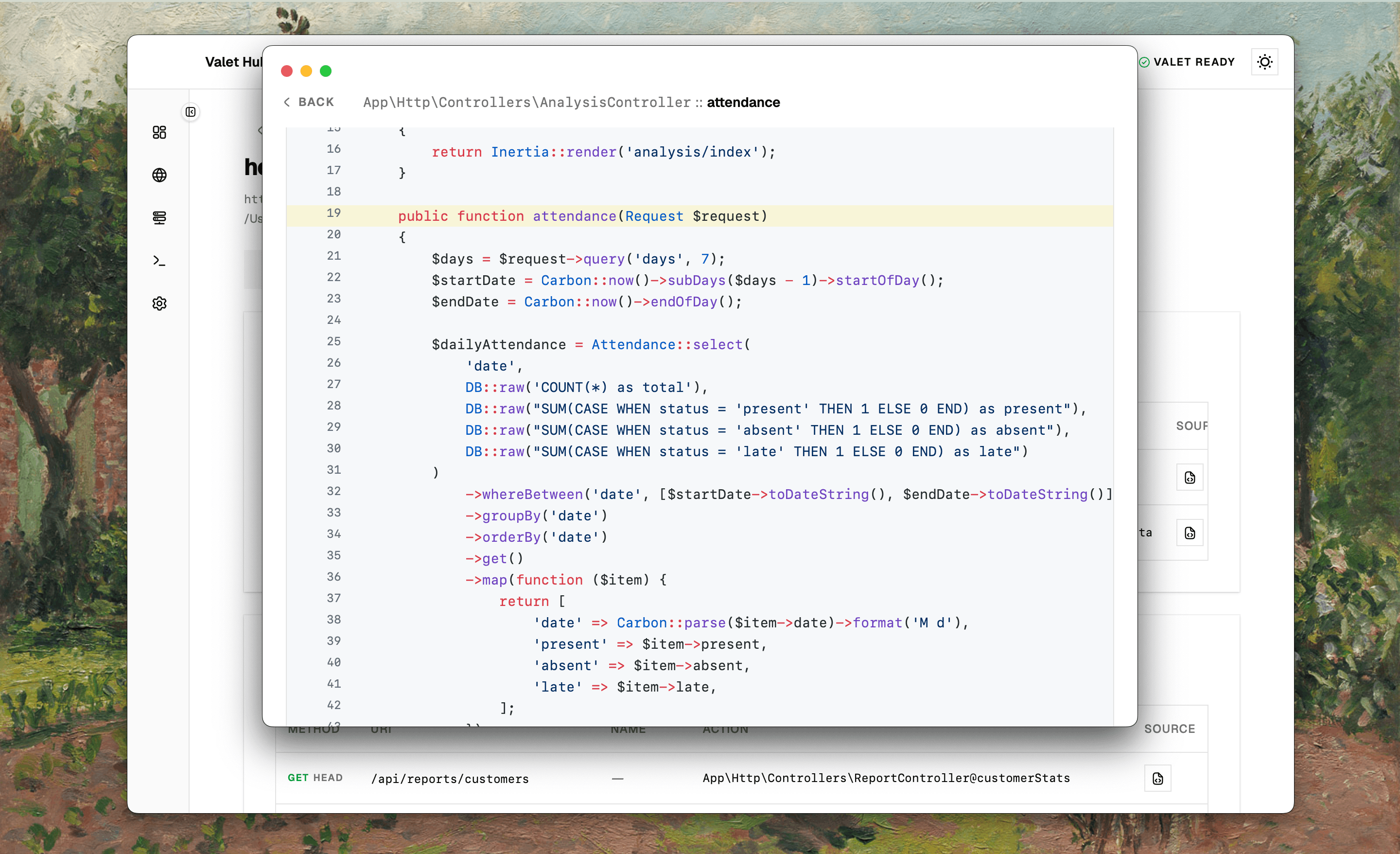 Controller source viewer window